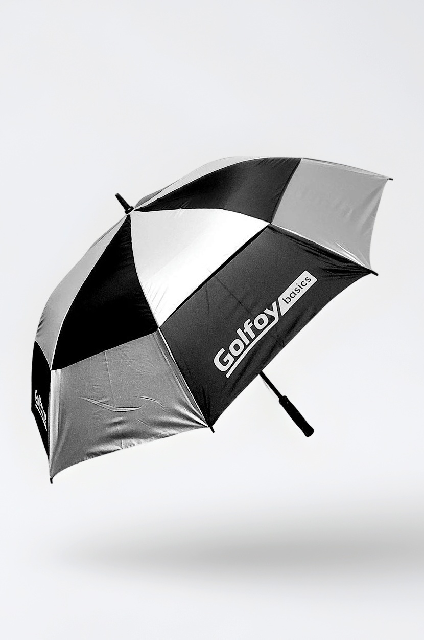 54" Inch Double Canopy Golf Umbrella - (Black/Silver)