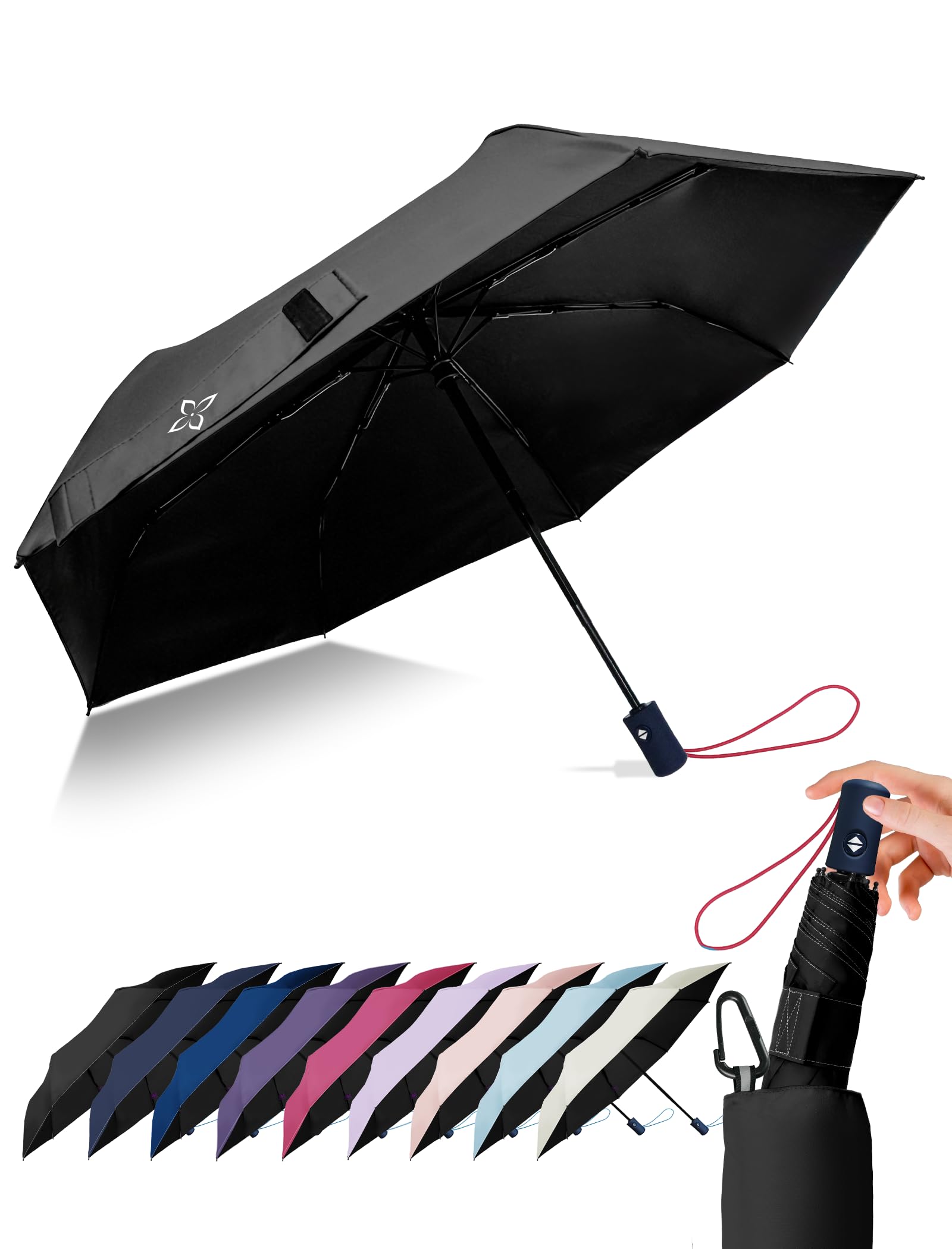 LILAC Winddichter Reise-Regenschirm - 110 cm kompakter Klappschirm, verstärkter robuster Rahmen, leicht tragbarer Sonnenschirm mit UPF 100+ UV-Schutz, unverzichtbar für Reiseausflüge
