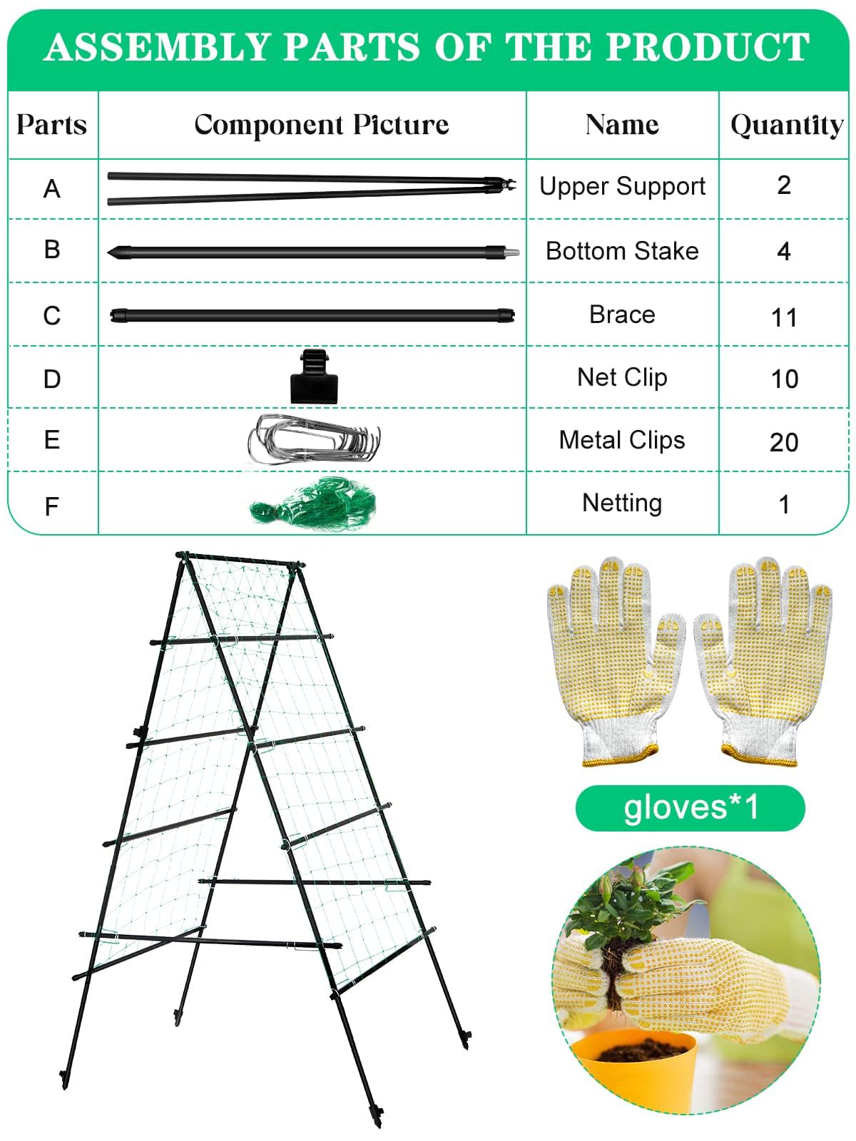 6 × 3 Piedi Traliccio Giardino Piante Rampicanti, Kalolary A Frame Giardino Cetriolo Grow Tralicci Metallo Antiruggine Pianta Vaso Supporto Rampicante Interni All'aperto Frutta Verdura Viti Supporto