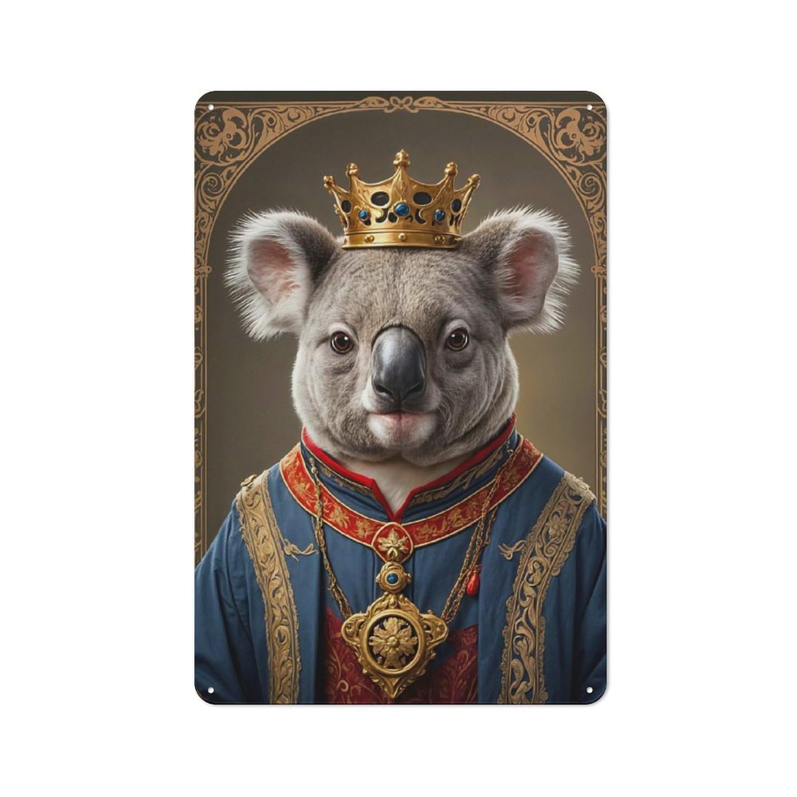 Junmoney Koala King Decorative Metal Sign 30X20cm, Creative Studio Wall Plaque For Hobby Room, Office, Lounge Or Living Room