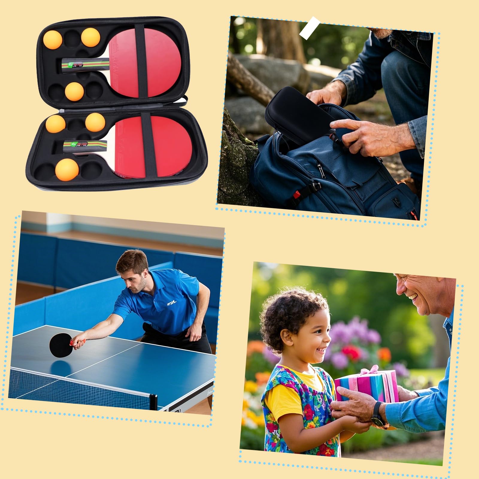 Cover per Racchetta da Ping Pong Eco Rival, Smavles Custodia per Racchetta da Ping Pong, Adatto per 2 Racchette e Palline (Solo Custodia)