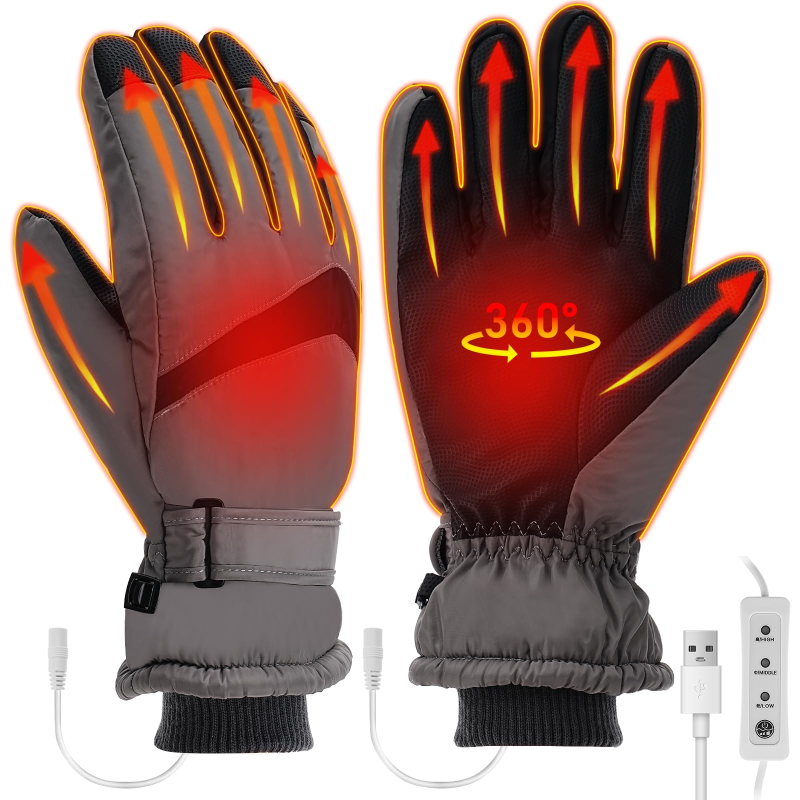 Guanti Riscaldanti USB Luckits - Impermeabili E Touchscreen | 3 Livelli Di Calore Per Sport Invernali - Foto 3