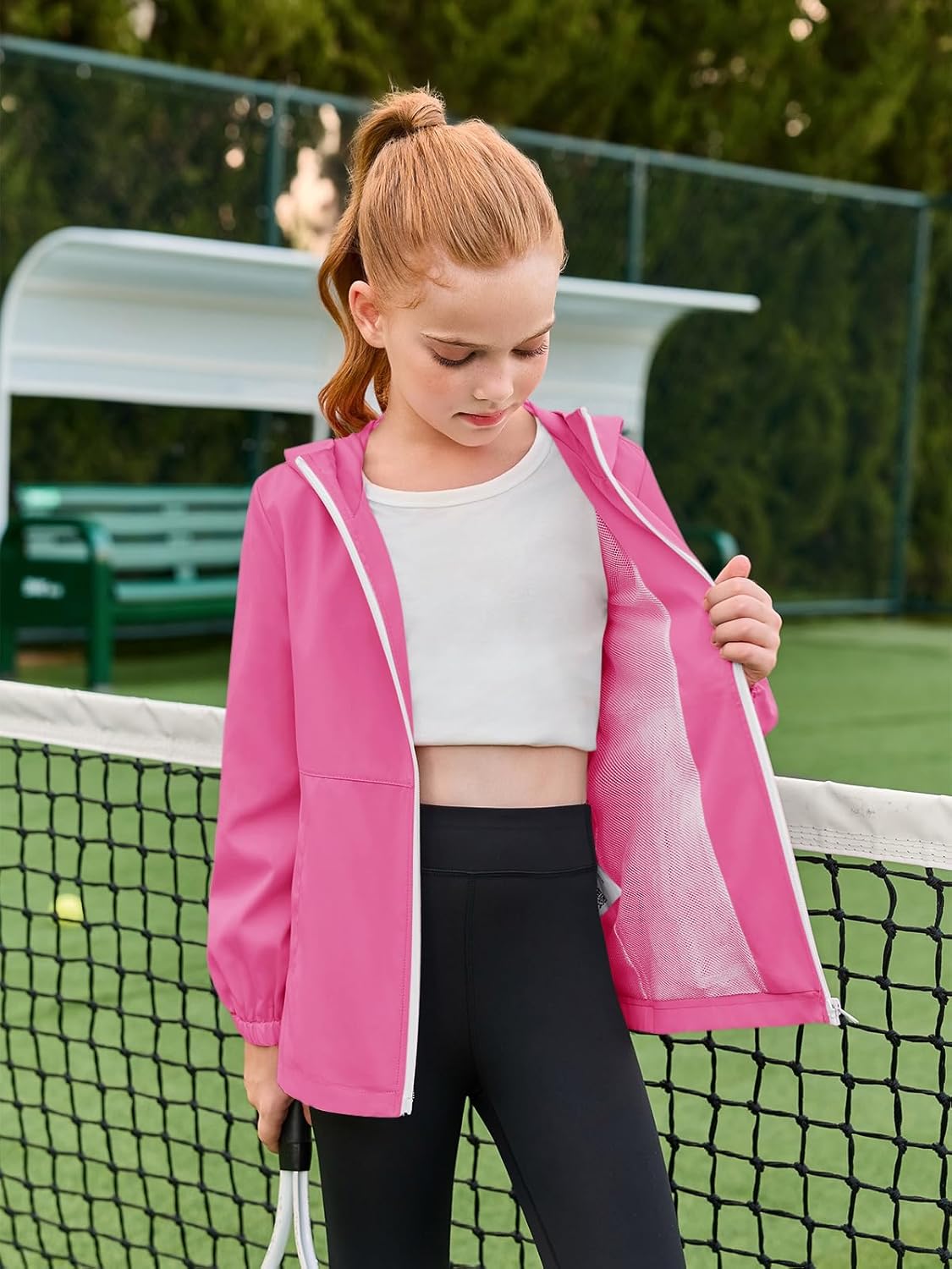 Haloumoning Girls Hooded Jackets Kids Waterproof Windbreaker Lightweight Rain Coats with Pockets 5-14 Years - Image 4