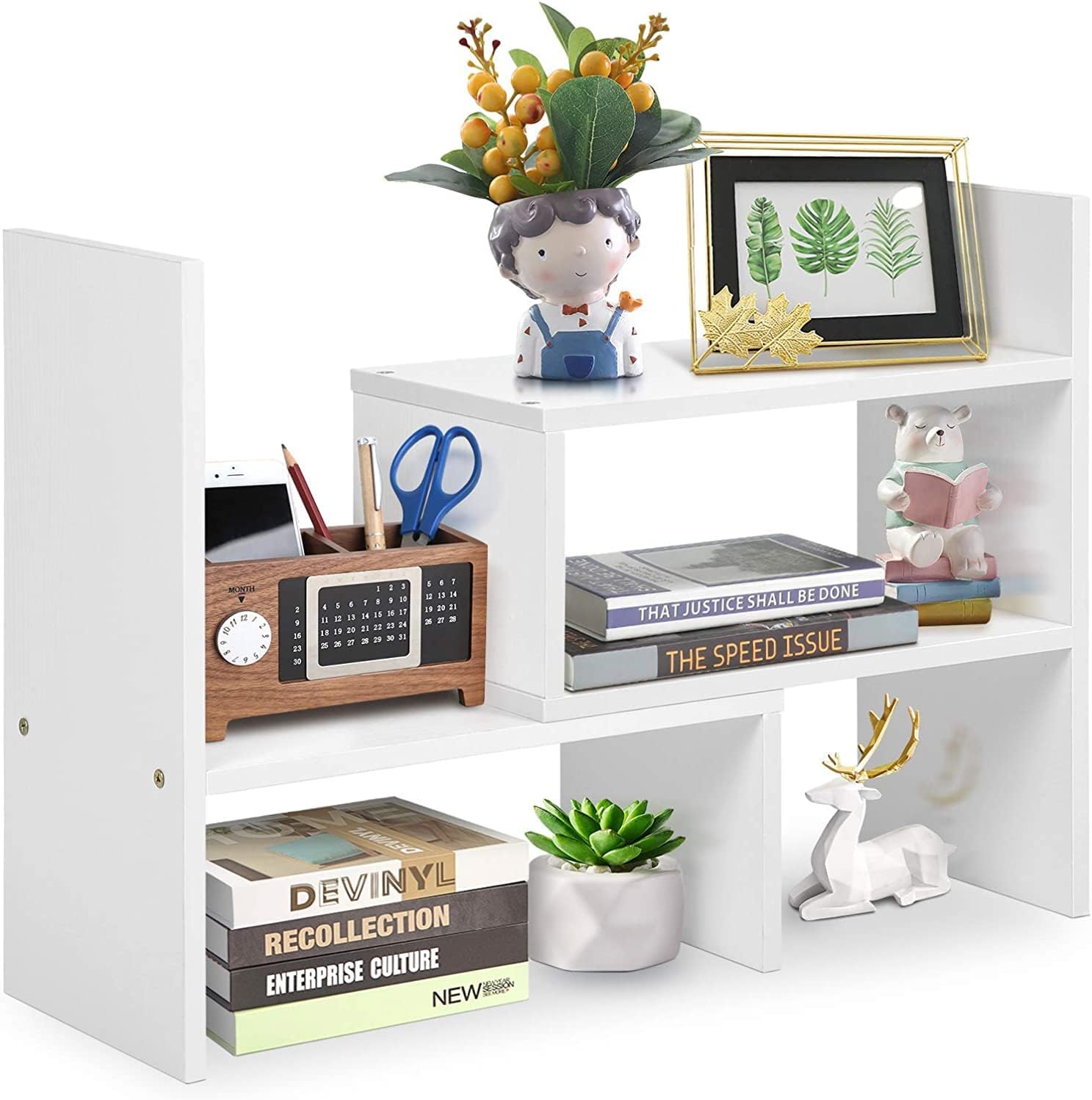 ROLiGHTiC Desktop Shelf Organizer, Adjustable Shelves Storage Rack for