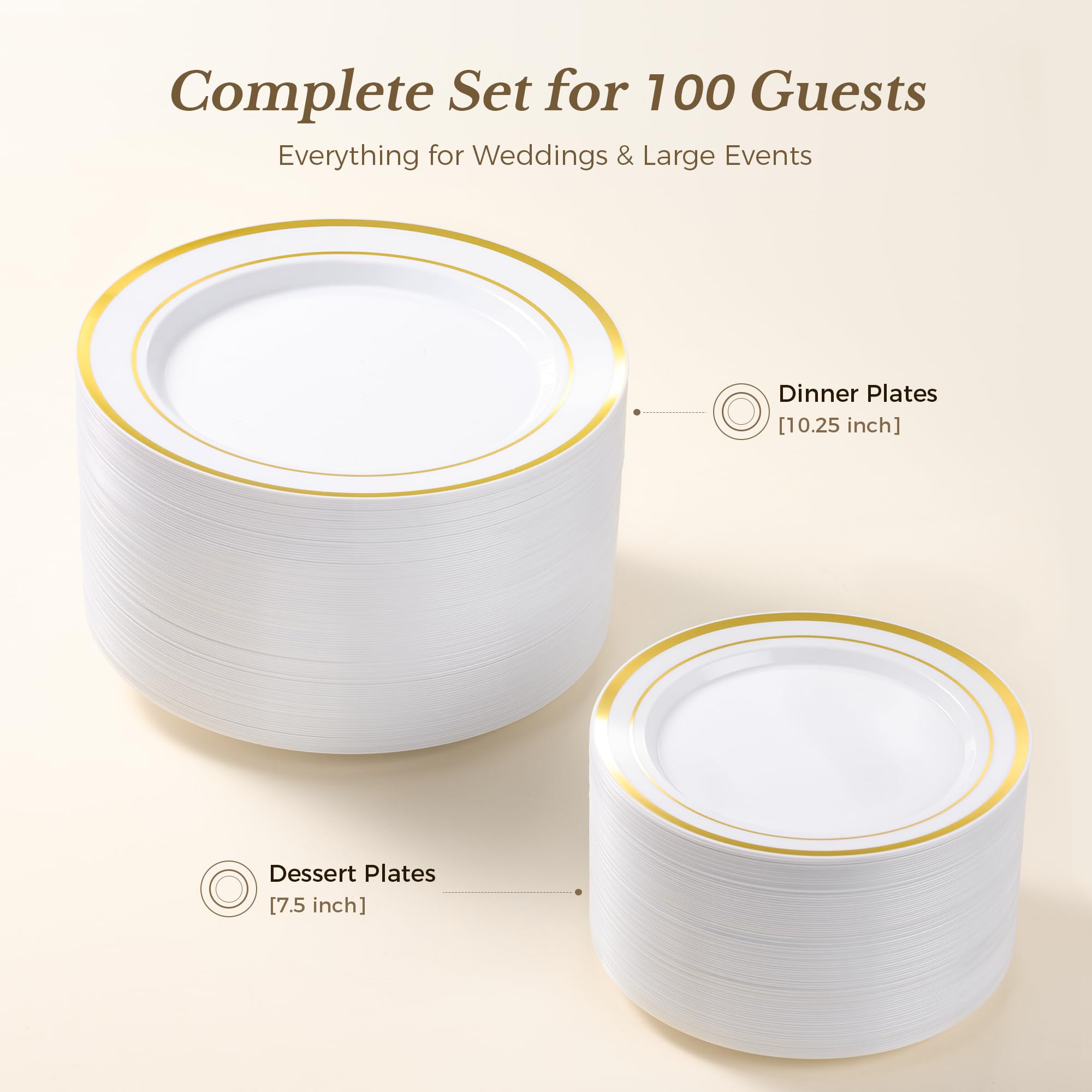 Gold Disposable Plates - 200 Pack -3 Gold Disposable Plates - 200 Pack -3
