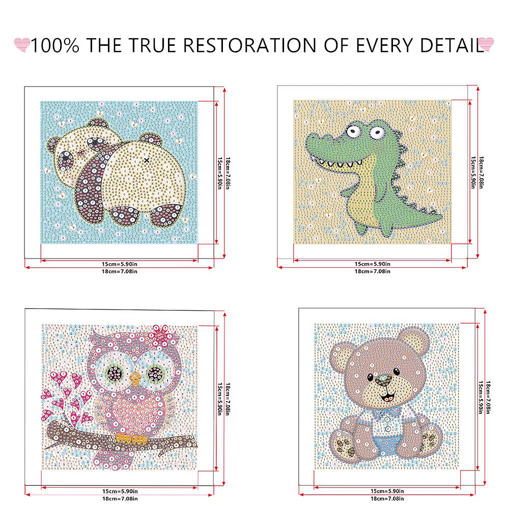 Kit per pittura a mosaico 5D per bambini, 6 pezzi, semplice fai da te, con strass, kit completo per pittura a mosaico con numeri, per bambini, senza cornice (18 x 18 cm)