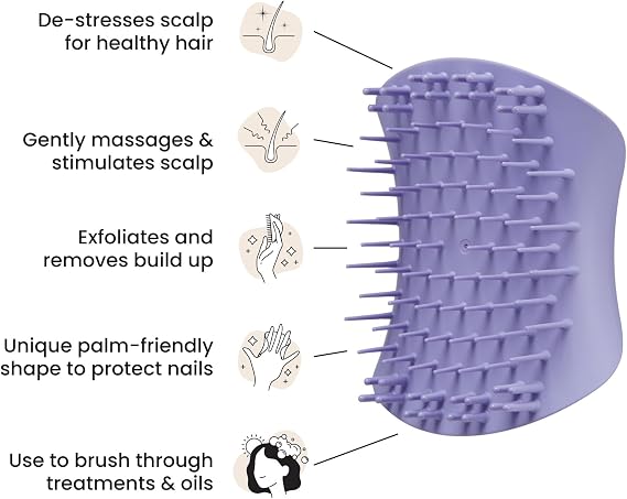 Tangle Teezer Scalp Brush Lilac Masaj & Saç Fırçası-Tarak Islak Kullanım | Saç derisini duşta temizler, pul pul dökülür ve masaj yapar. Tüm saç tipleri için şampuanı eşit şekilde dağıtır