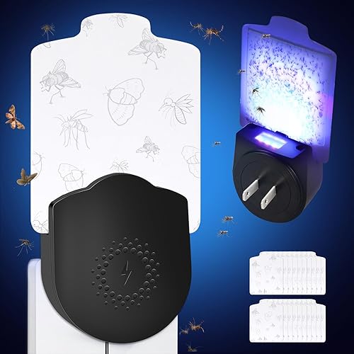 Miniatura 1 de Trampa para insectos voladores, trampa para mosquitos 2023 para interiores, trampa eléctrica para insectos con luz nocturna y 20 almohadillas
