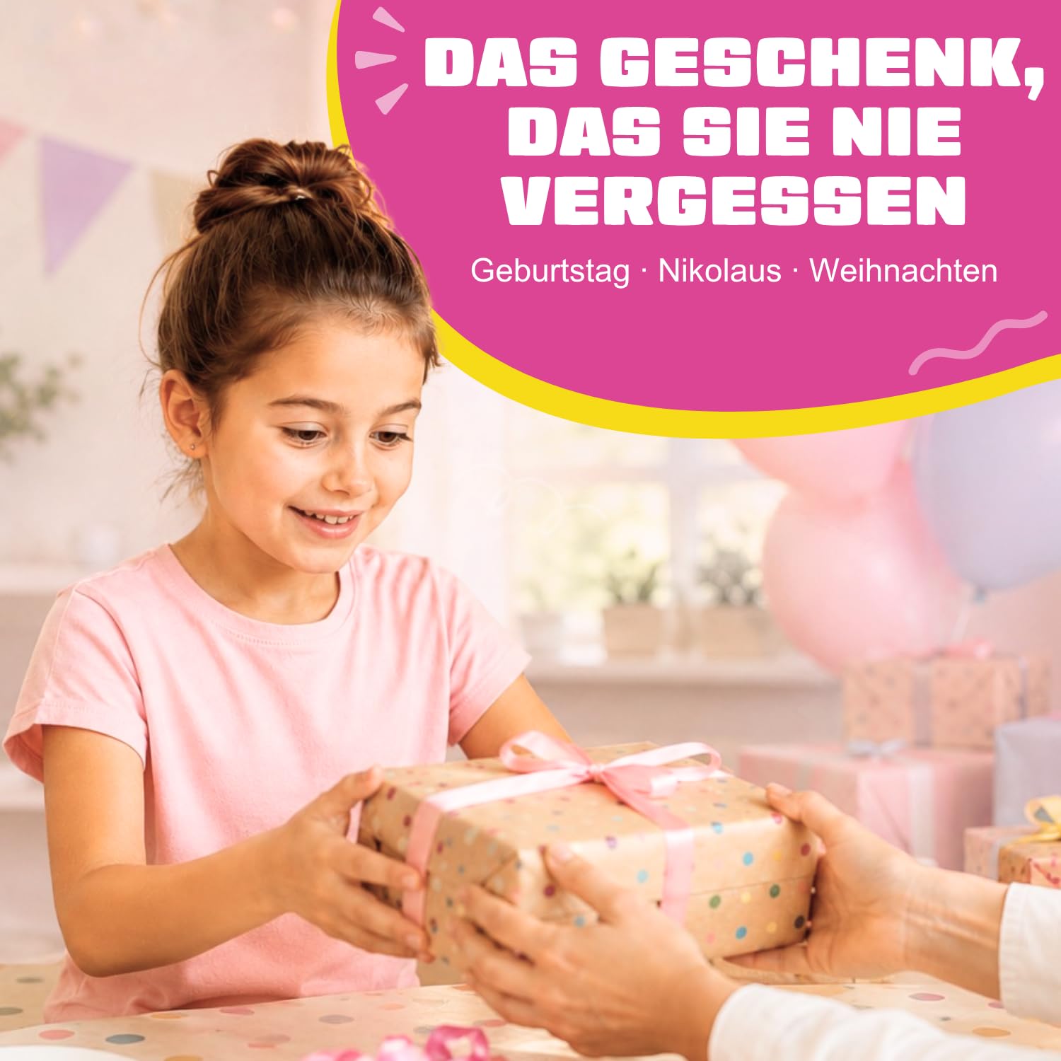 3D Stifte für Kinder ab 6 Jahre – Drahtloser 3D Stift mit 60m PCL Filament, USB-C, Niedrige Temperatur, Vorlagen & XL Koffer – 3D Pen Starterset für Mädchen und Jungen (Rosa)