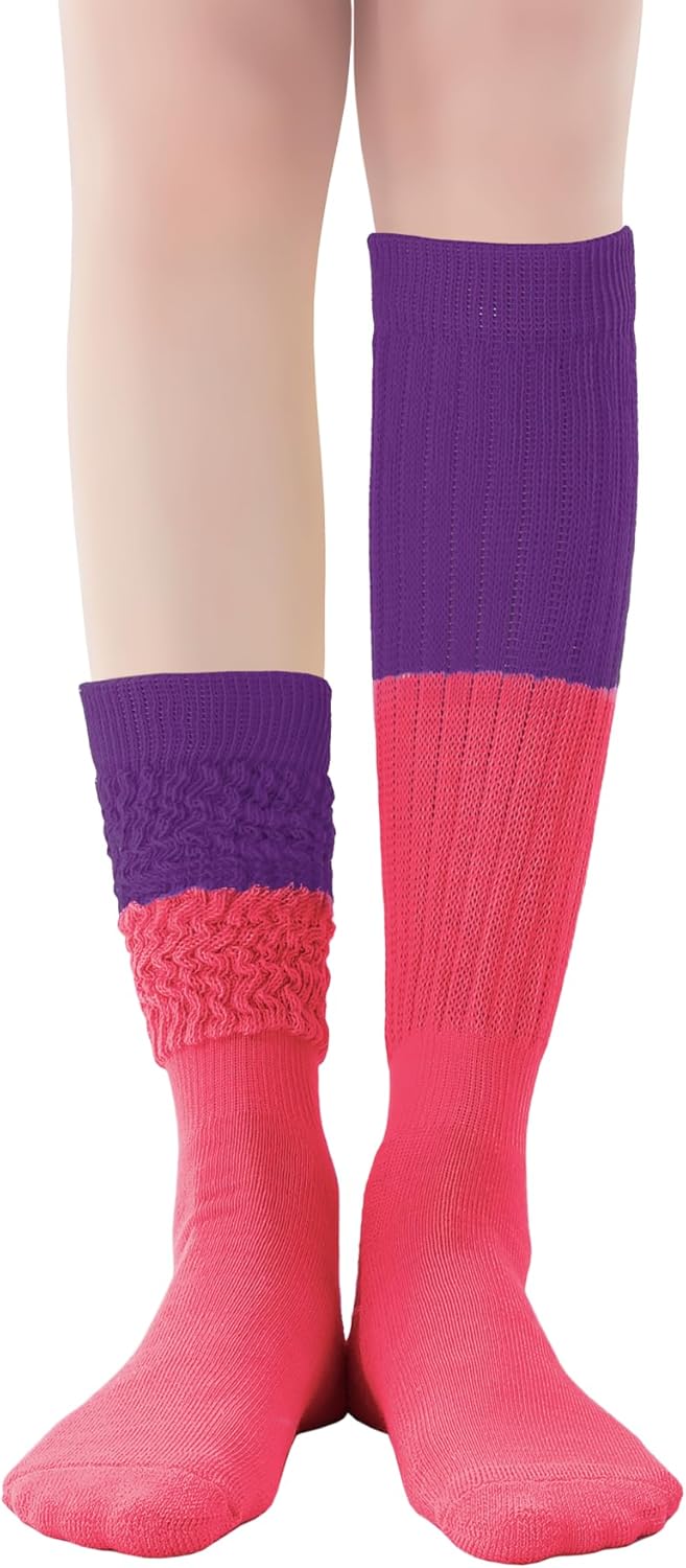 Neon Slouch Socks for Women 80s 90s Knee High Socks Soft Extra Long Scrunch Leg Warmers Size 9 to 10 - Image 8