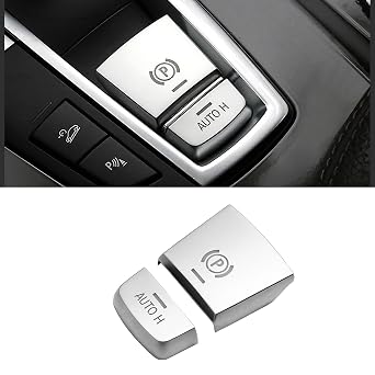 Electronic Handbrake Switch Button Replacement Cover Sticker for BMW X3 X5 X6 X4 5 6 7 F10 F07 F01 F25 F26 F11 F06 F15 F16 Accessories, Parking Brake Button Decoration Stickers Silver