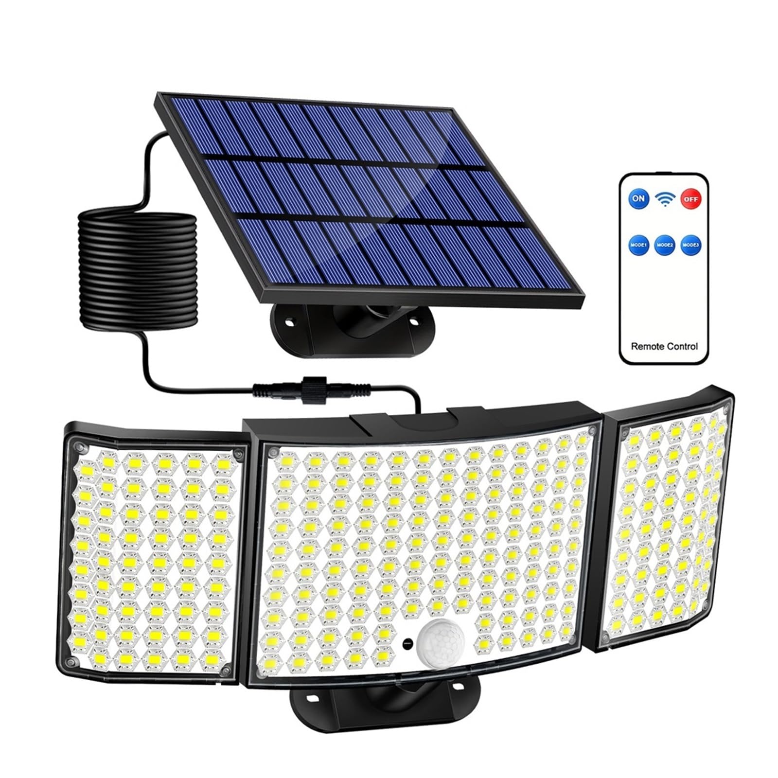Lampa solarna zewnętrzna, 234 LED Solar Security Lights IP65 Wodoodporna lampa ścienna Split Czujnik ruchu 3 boczne oświetlenie Zewnętrzne oświetlenie przeciwpowodziowe(234 LED)