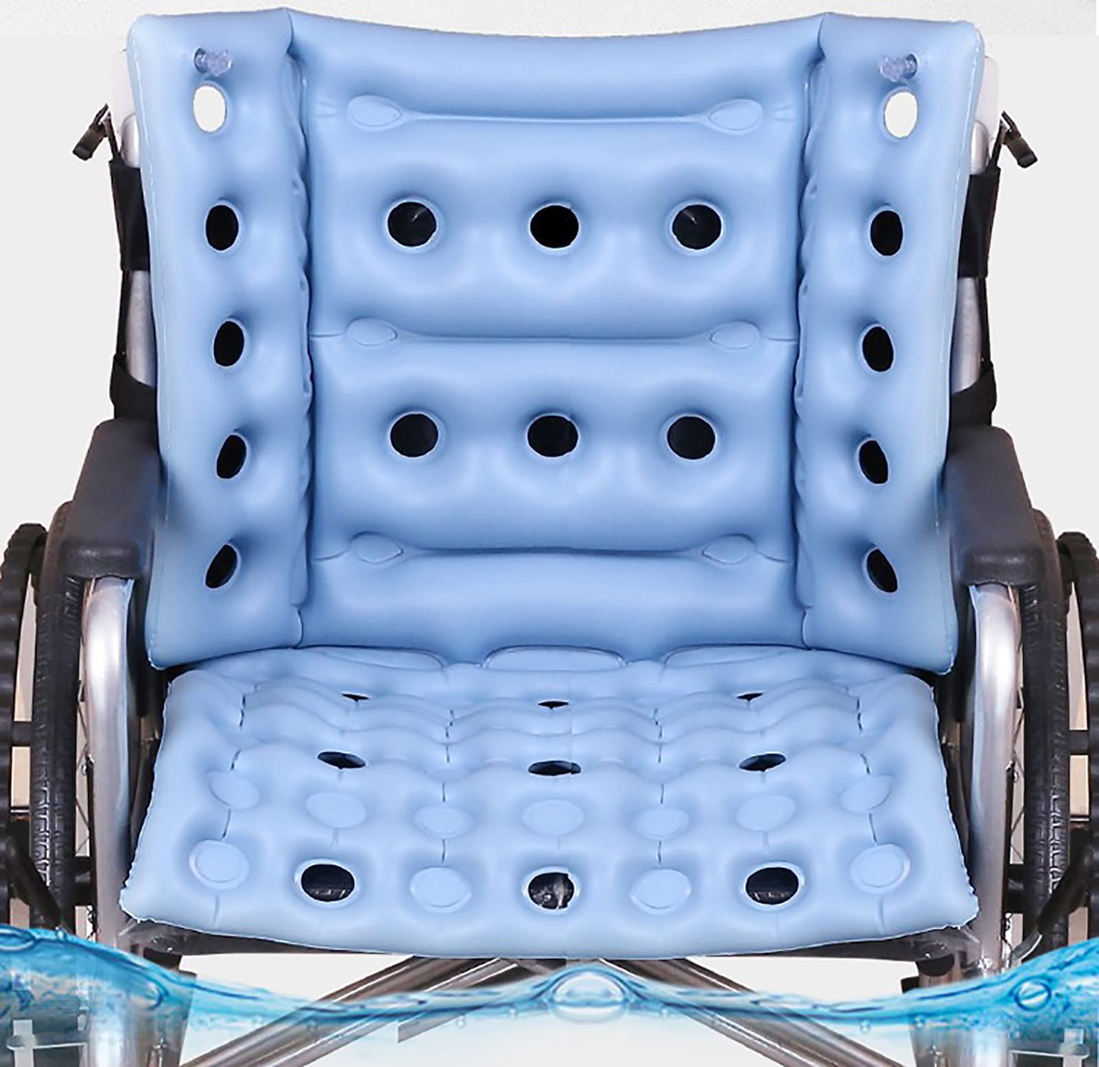 Cojín de asiento antiescaras, con respaldo Cojín de silla cómodo para silla de ruedas, Cojín de asiento inflable de aire postrado en cama, Transpirable e impermeable, para ancianos, discapacitados,