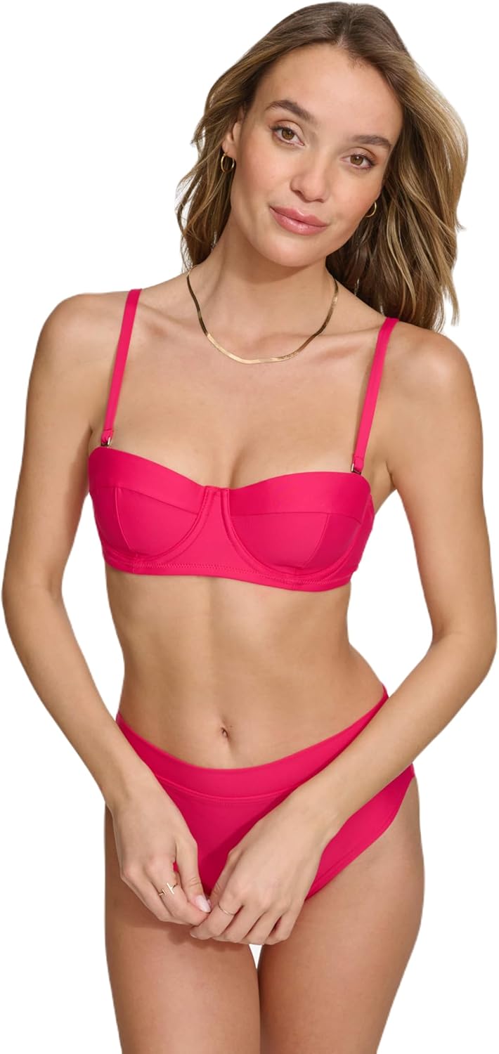 DKNY Womens Bikini Set ̶ Molded Bandeau Bikini Top & Mid Rise Bottom with Tummy Control - Image 2