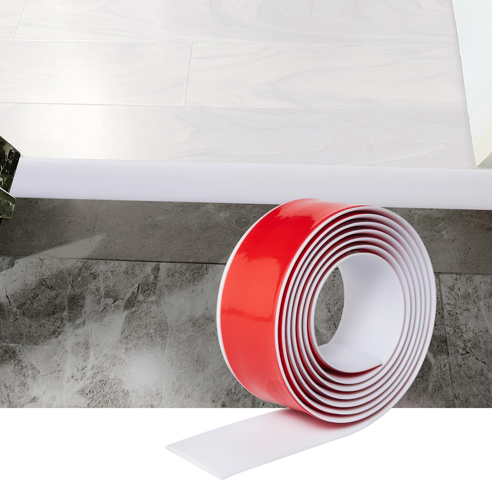 Zayejod 2M Laminate Flooring Threshold Transition Strip,Door Stripthreshold Bars,Self Adhesive Pvc Vinyl Edge Trim,Floor Joining Strip,Tile To Strip(White,4Cm)