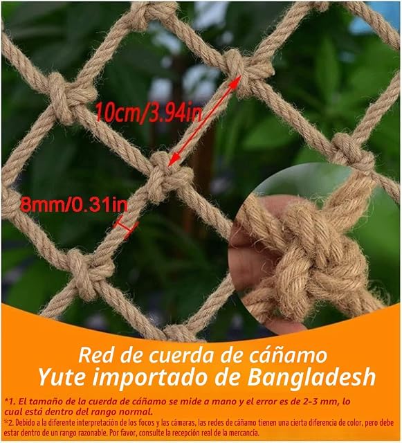 Foto 2 de 3 de KACQIYT Red de Seguridad para Mascotas para Niños Red de Cuerda Cáñamo Red de Protección contra Caídas…