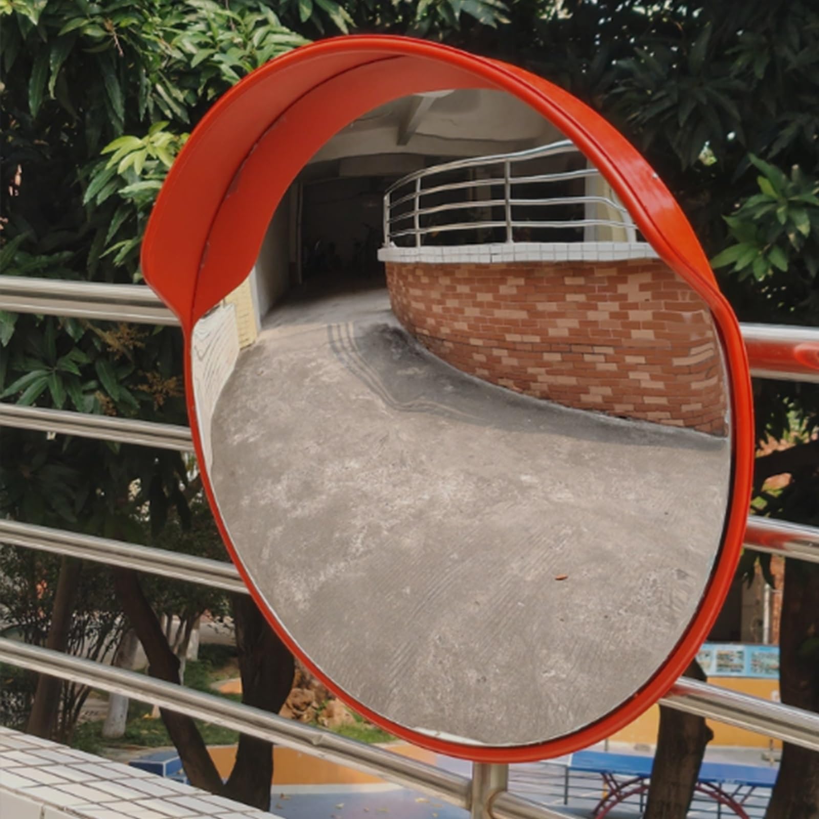 Miroir de sécurité convexe grand angle réglable, rétroviseur de sécurité routière extérieure avec lentille en polycarbonate et dos en ABS, miroir d'angle mort pour la surveillance(45cm)