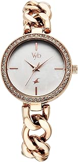 Fastrack Vyb Showstopper Quartz Analog Mother of Pearl Dial Rose Gold Stainless Steel Strap Watch for Girls - FV60026WM01W