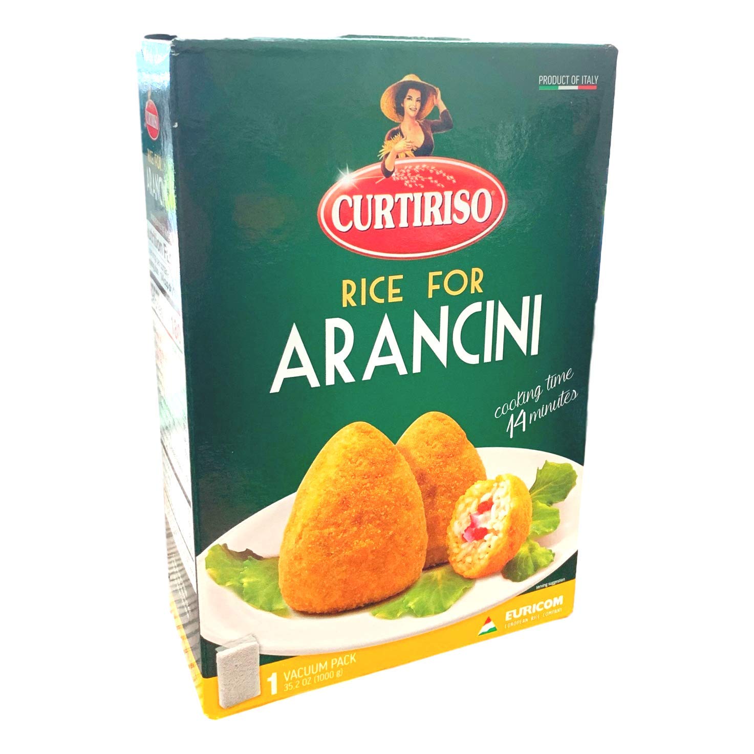 Curtiriso Arancini Round Grain Rice for Rice Balls, Product of Italy, Vacuum Packed, 2.2 Lb (1 Box)