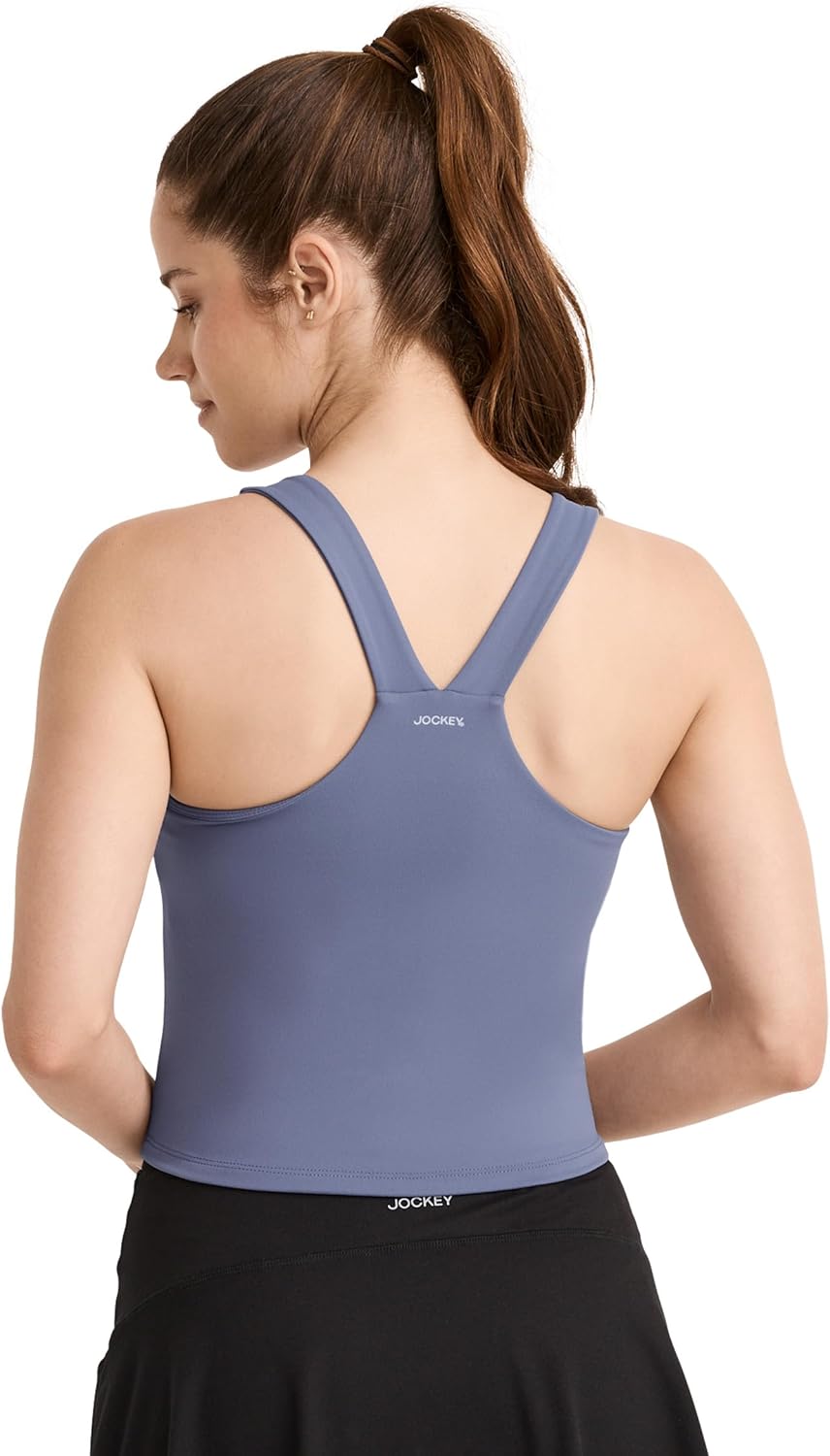 Jockey Women's Activewear EverActive V-Neck Crop Tank with Built-in Bra