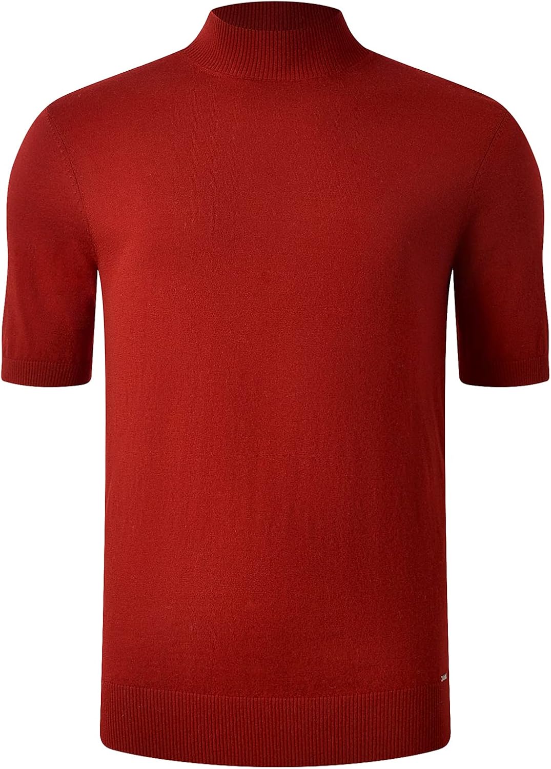 ZHILI Men's Light Weight Merino Wool Mock Turtleneck Sweater Undershirt Short Sleeve T-Shirt