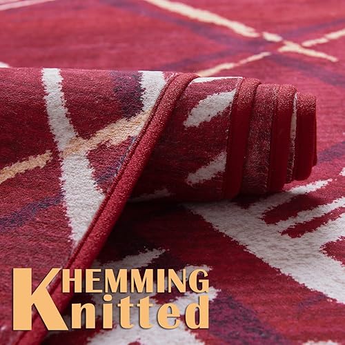 Miniatura 6 de jinchan Alfombra de pasillo de cocina de Navidad de 2 x 5, alfombra moderna lavable, alfombra abstracta antideslizante, cuadrícula geométrica,