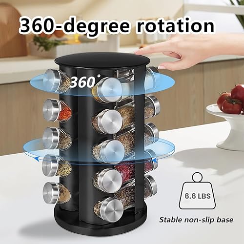Miniatura 3 de EBIZ&TECH Estante giratorio de acero inoxidable para especias con base antideslizante, organizador de encimera de cocina para un fácil acceso y
