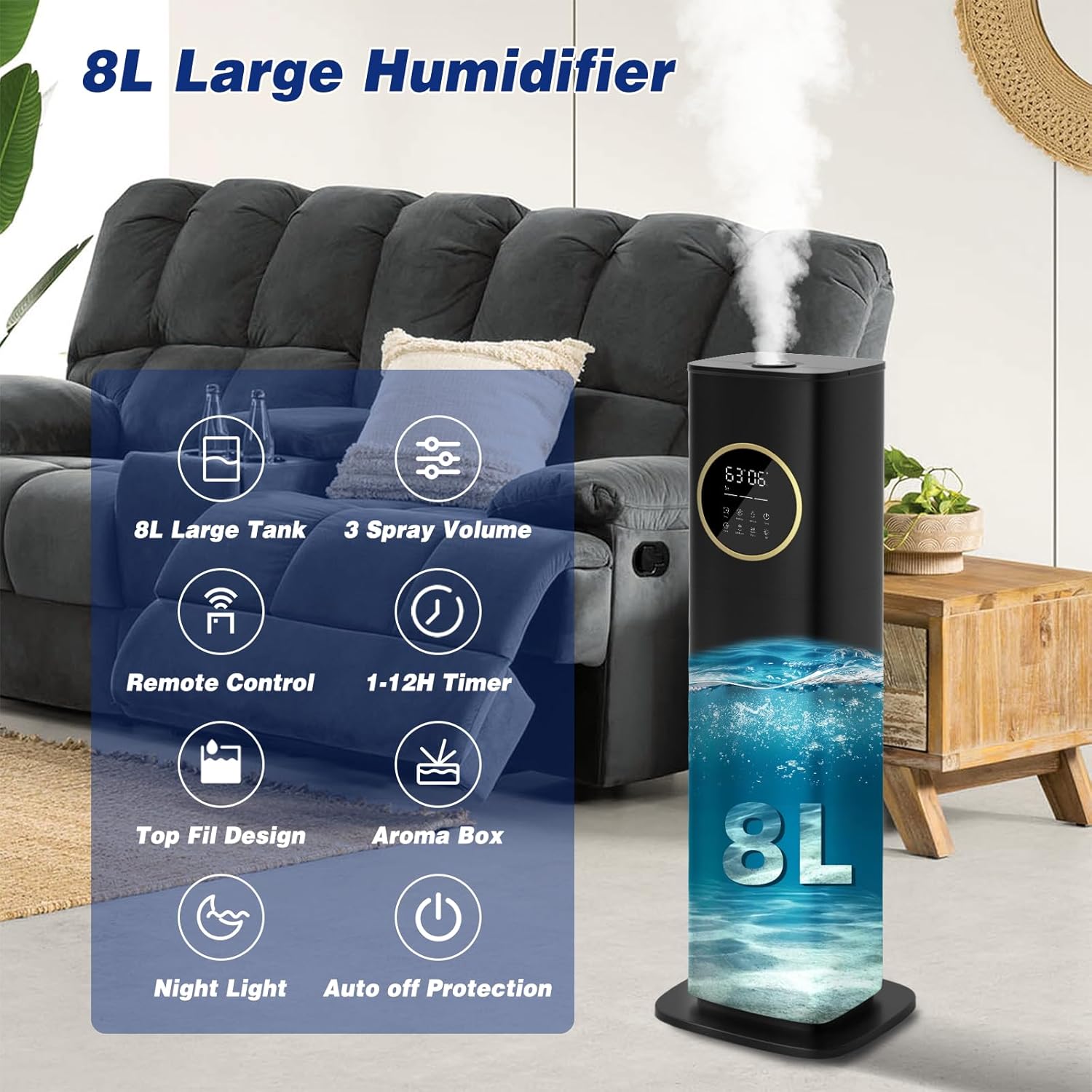 Lacidoll 8L Ultrasonic Humidifier with Smart Features