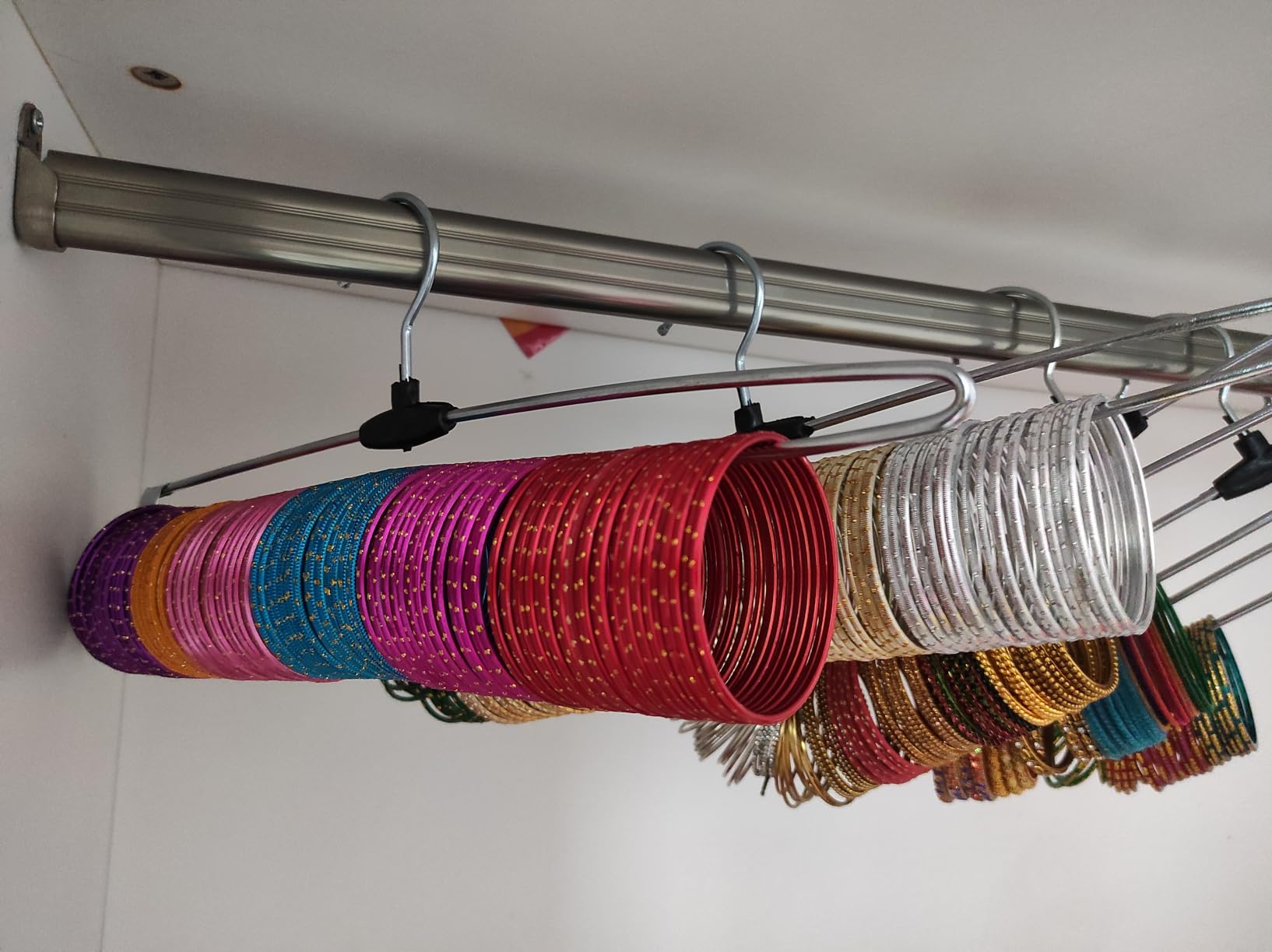 Gimly Set of 5 Saree and Bangle Hangers, Strong and Durable Steel, Push