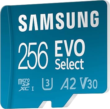 Samsung EVO Select Plus Micro SD Hafıza Kartı + Adaptör, 256GB microSDXC 130MB/s Full HD ve 4K UHD, UHS-I, U3, A2, V30 (MB-ME256KA/AM)