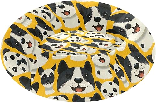Small Cartoon Cute Dogs Doodles Art Donut Cuddler Pet Dog Beds fluffier Cat Cave Bed for Medium Size Pets Supplies cama elevada para Perros Grandes