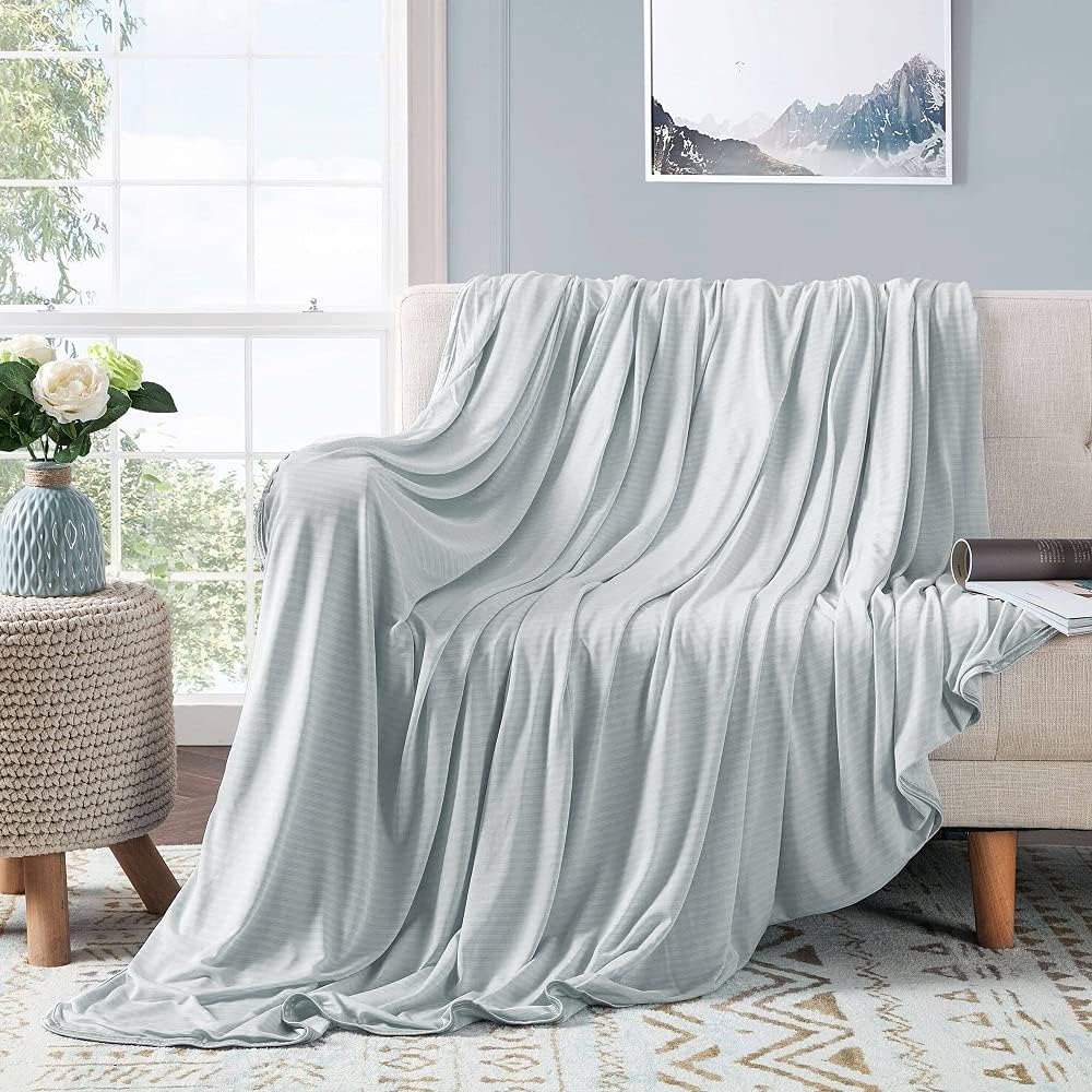 Elegear 150x200cm Bamboo Cooling Blanket for Night Sweats Arc-chill 3.0 Cool Fiber Summer Throw for Bed Sofa Chair Travel Adult Kid Hot Sleeper