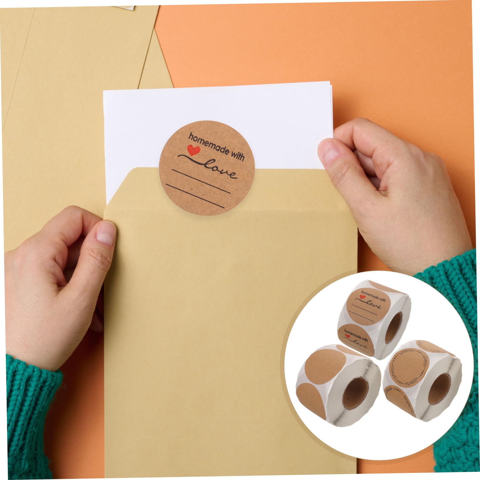 Etichette Sigillo Rotonde in Carta Kraft 3 Pezzi Marroni | Formato in Rotolo, Superficie Scrivibile, Adesione Forte per Confezioni e Uso Commerciale
