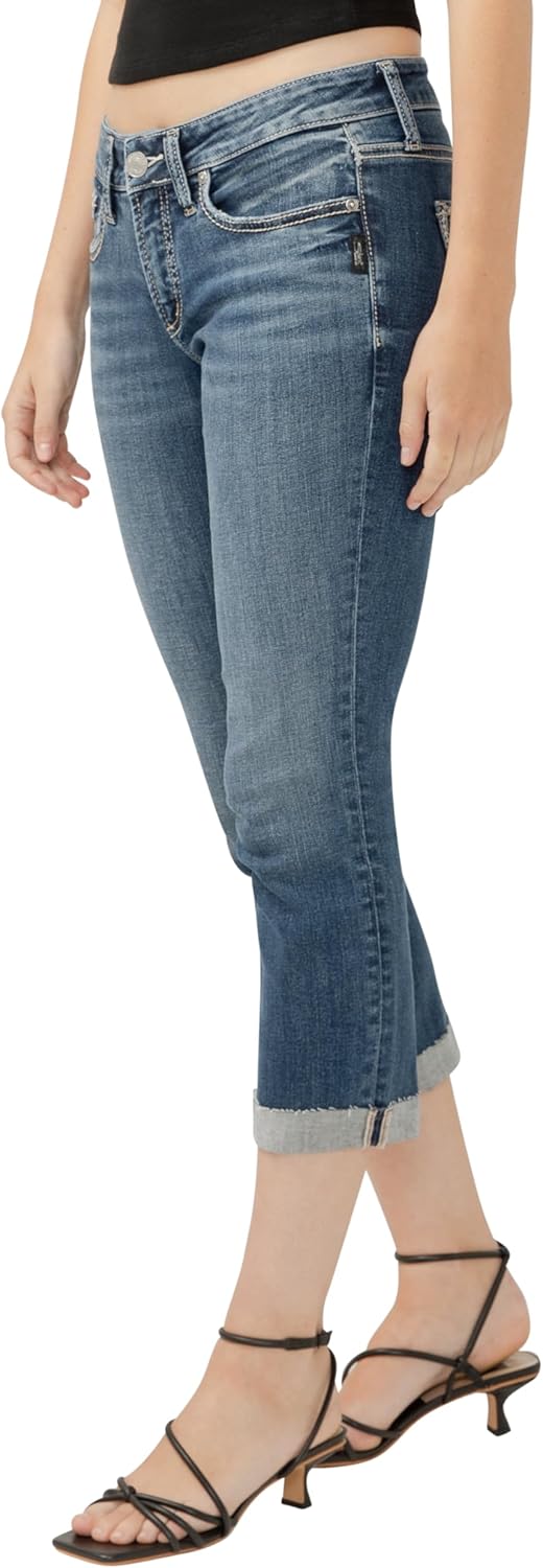 Silver Jeans Co. Women's Britt Low Rise Curvy Fit Capri Jeans