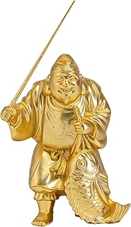 開運七福神 恵比寿（金メッキ/24金） 仏師：牧田秀雲 原型＿仏像 置物 高岡銅器（えびす7fg）