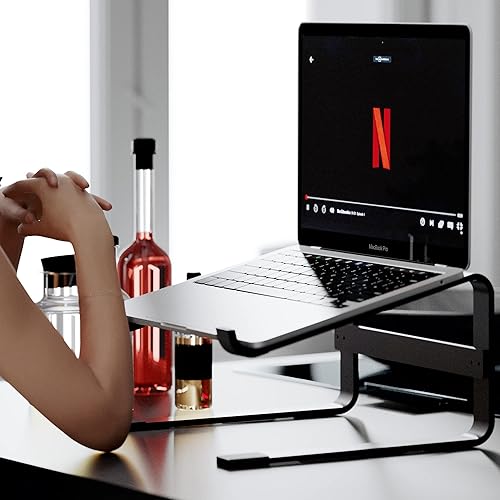 Vista 8 de TALK WORKS - Soporte ergonómico para laptop para escritorio, compatibilidad universal, pedestal elevador para monitor de computadora con agarre