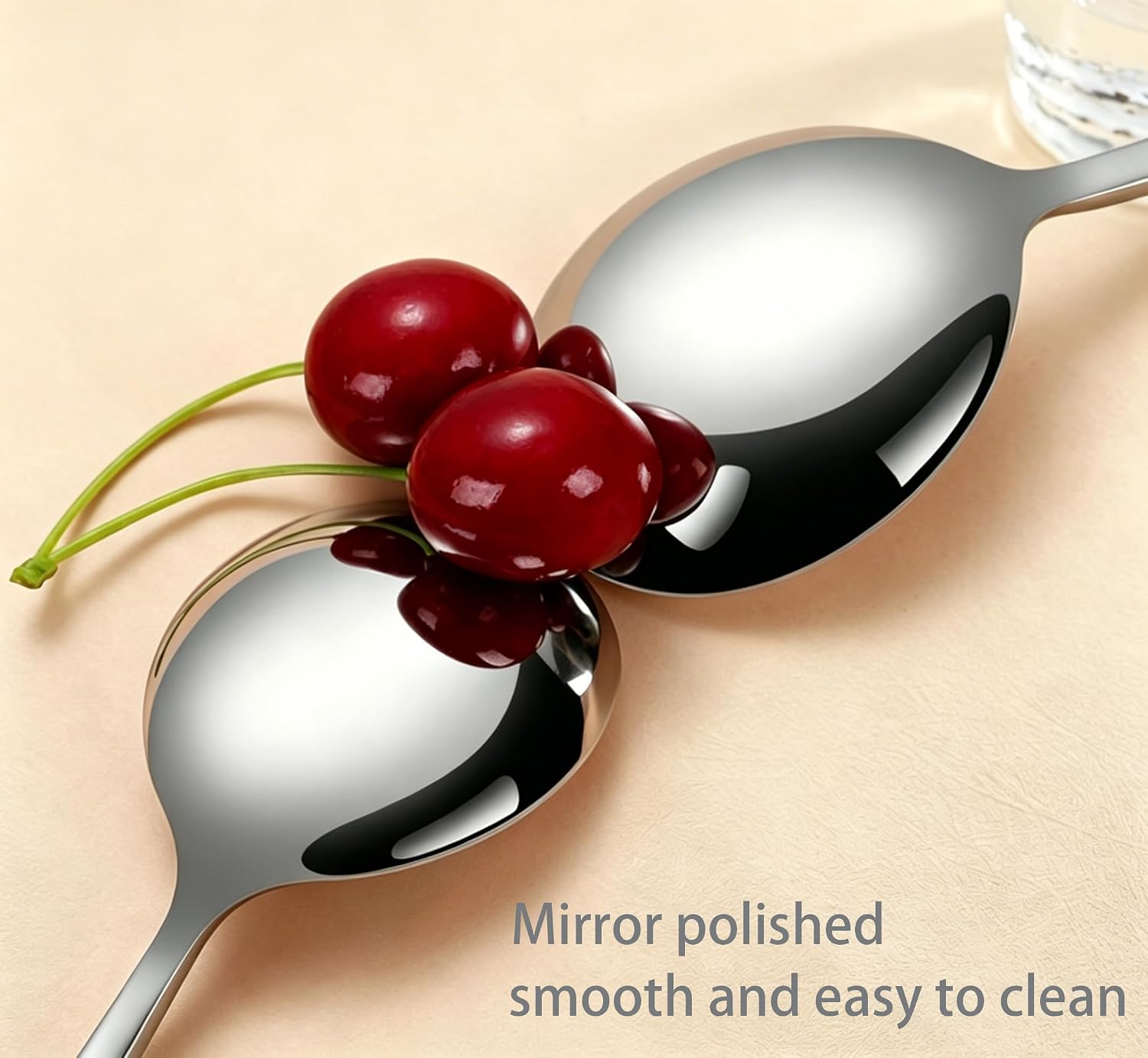 Stainless Steel Soup Spoons, 4pc Round Soup Spoons Set, 7.08 Inch Deep Soup Spoons for Kitchen, Soup eating, Daily Dining, Ice Cream, Dishwasher Safe, Perfect Weight (Medium)