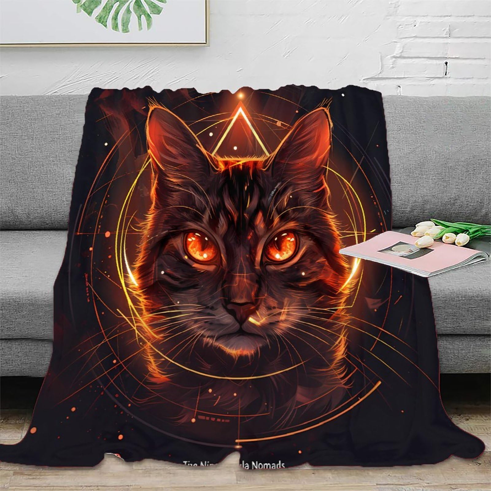 Couverture plaid chat 3D microfibre polaire fantastique jeté de canapé lit 127x152cm