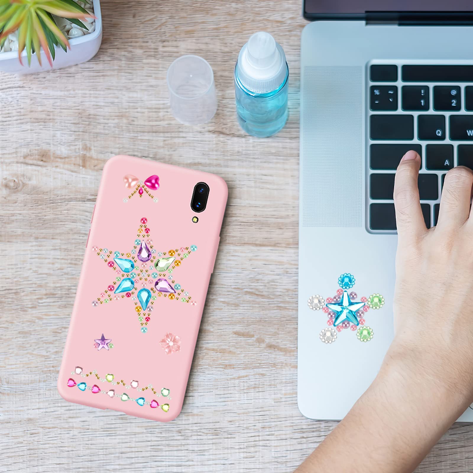 VEUWOL 4 Pcs Strass Visage Auto-Adhésif, Autocollant Visage Festival