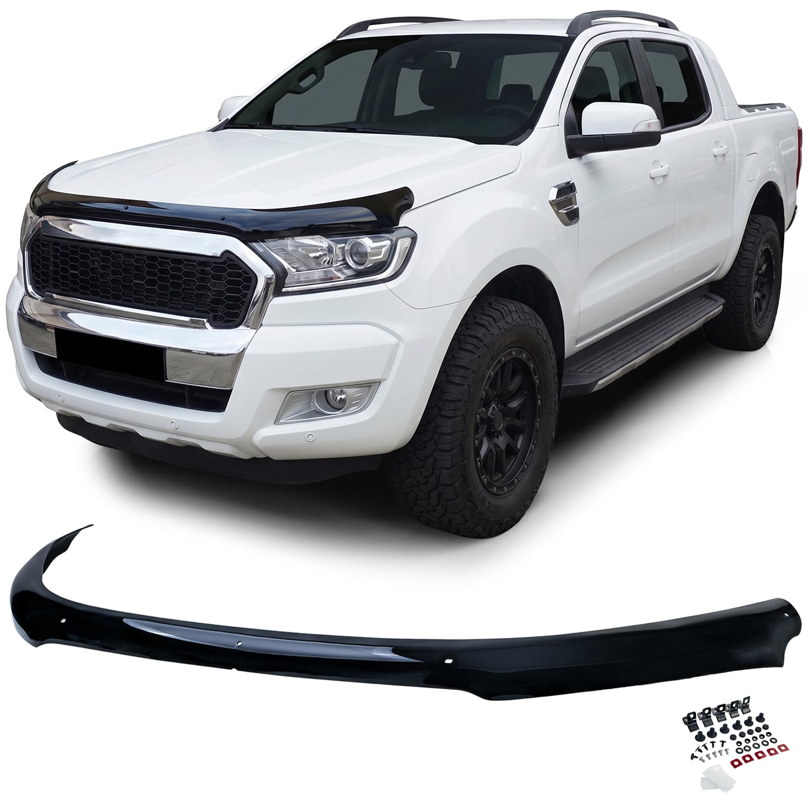 Motorhaubenschutz Steinschlagschutz Schwarz für Ford Ranger T7 T8 2015-2022