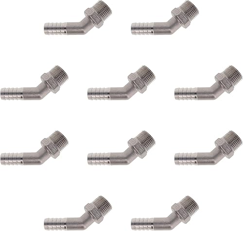 Miniatura 4 de TITAN FITTINGS  SS-HB-MP45-08-08  Manguera de 12 pulgada fundida x 12 "NPT Macho Tubo Rígido 45 - Manguera Inoxidable Barb