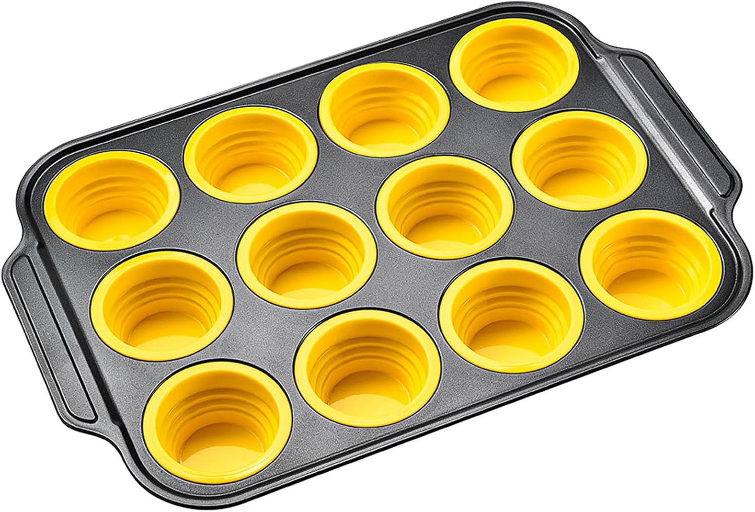 Foldable Silicone Muffins Pan 12 or 6 Cups Nonstick Cupcake for Easy Baking and in Food Grade Materials Nonstick Cupcake