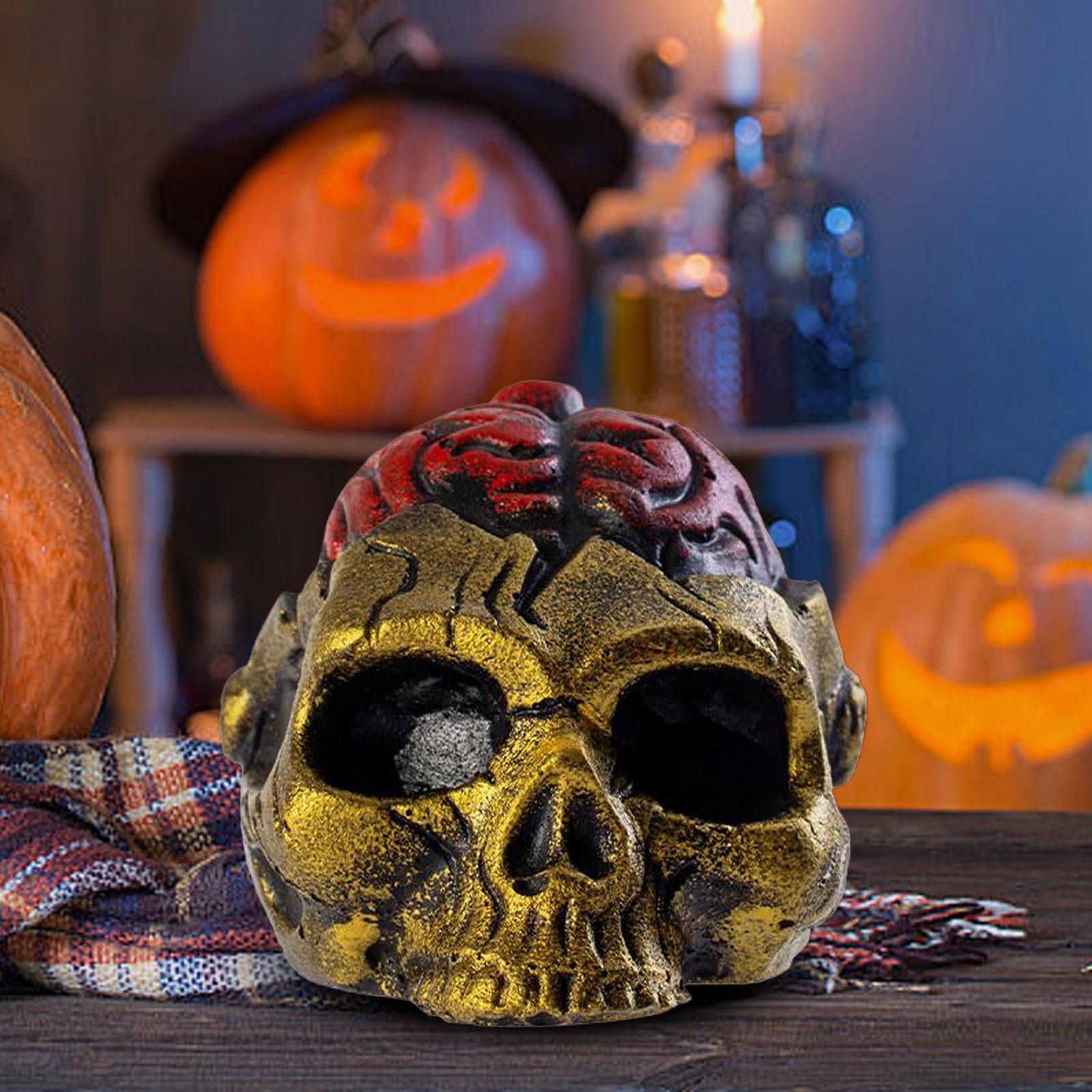 Design en résine d'esprit cérébral aztèque-creepy pour adultes | Pipes de mort portable pour Halloween, en plein air, camping, trekking et photoprops | Effet sonore étrange, durable et décoratif