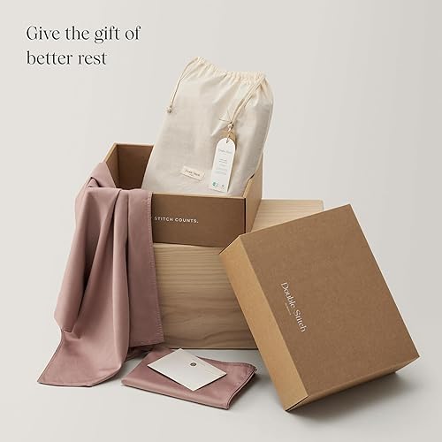 Miniatura 5 de Double Stitch by Bedsure Paquete de algodón Tencel de aspecto moderno, 1 juego de funda de edredón de algodón Tencel, 1 juego de sábanas de algodón