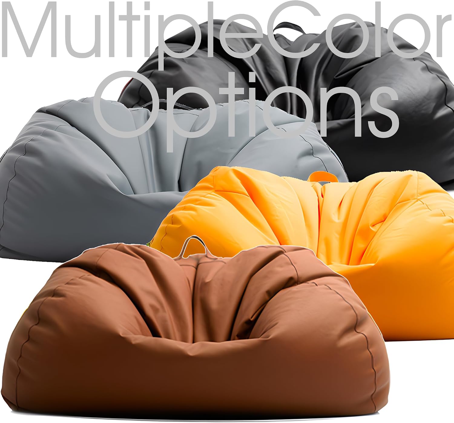 Floor Beanbag, Gaming Bean Bag Chair, Leather Bean Bag Chair Cover (No Filler), 4ft Large Bean Bag Cover for Bedroom, Living Room, Game Room
