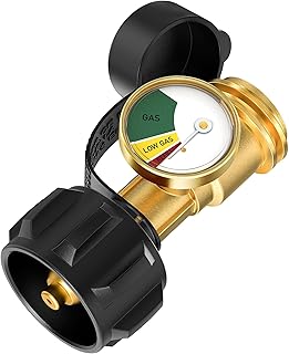 NUPICK Propane Tank Gauge, Propane Tank Gauge Level Indicator with QCC1/Type 1 Connector for 5-40lb Propane Tank, Propane Pressure Gauge with Leak Detector Suitable for BBQ Gas Grill, Heater, Fire Pit