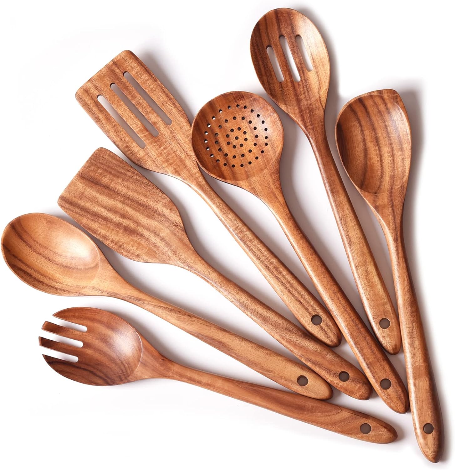 Gudamaye 13 inch Long Wooden Utensils for Cooking, Long Handle Wooden Spoons for Cooking, 7 PCES Crafting Wooden Spoon Set, Wooden Kitchen Utensil set, Natural Teak Wooden utensil Set Gudamaye 13 inch Long Wooden Utensils for Cooking, Long Handle Wooden Spoons for Cooking, 7 PCES Crafting Wooden Spoon Set, Wooden Kitchen Utensil set, Natural Teak Wooden utensil Set