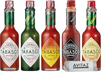 Tabasco 5 Types x 1 Bottle, Total of 5 Pieces, Assorted Set Pepper, Jalapeno, Habanero Scorpion, Garlic Pepper