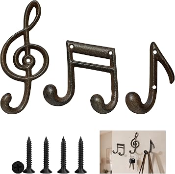 Decorative Musical Note Wall Hooks Vintage Cast Iron Hook for Garden Home Hanging Coat Bags Garage Tools