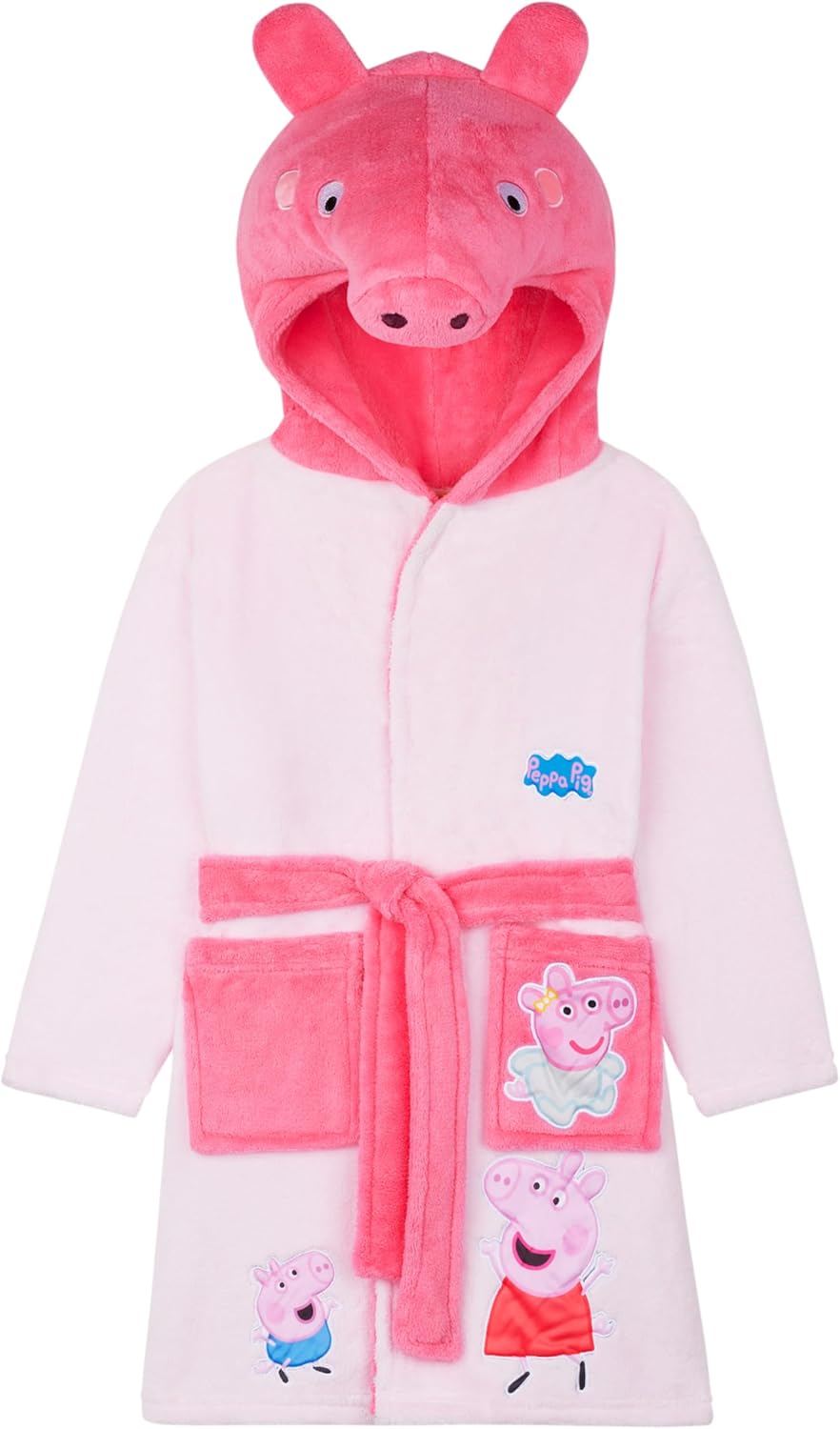 Peppa Pig Robe for Girls, Toddlers, Soft Hooded Fleece Dressing Gown, Cozy Bathrobe Loungewear, Gifts for Girls